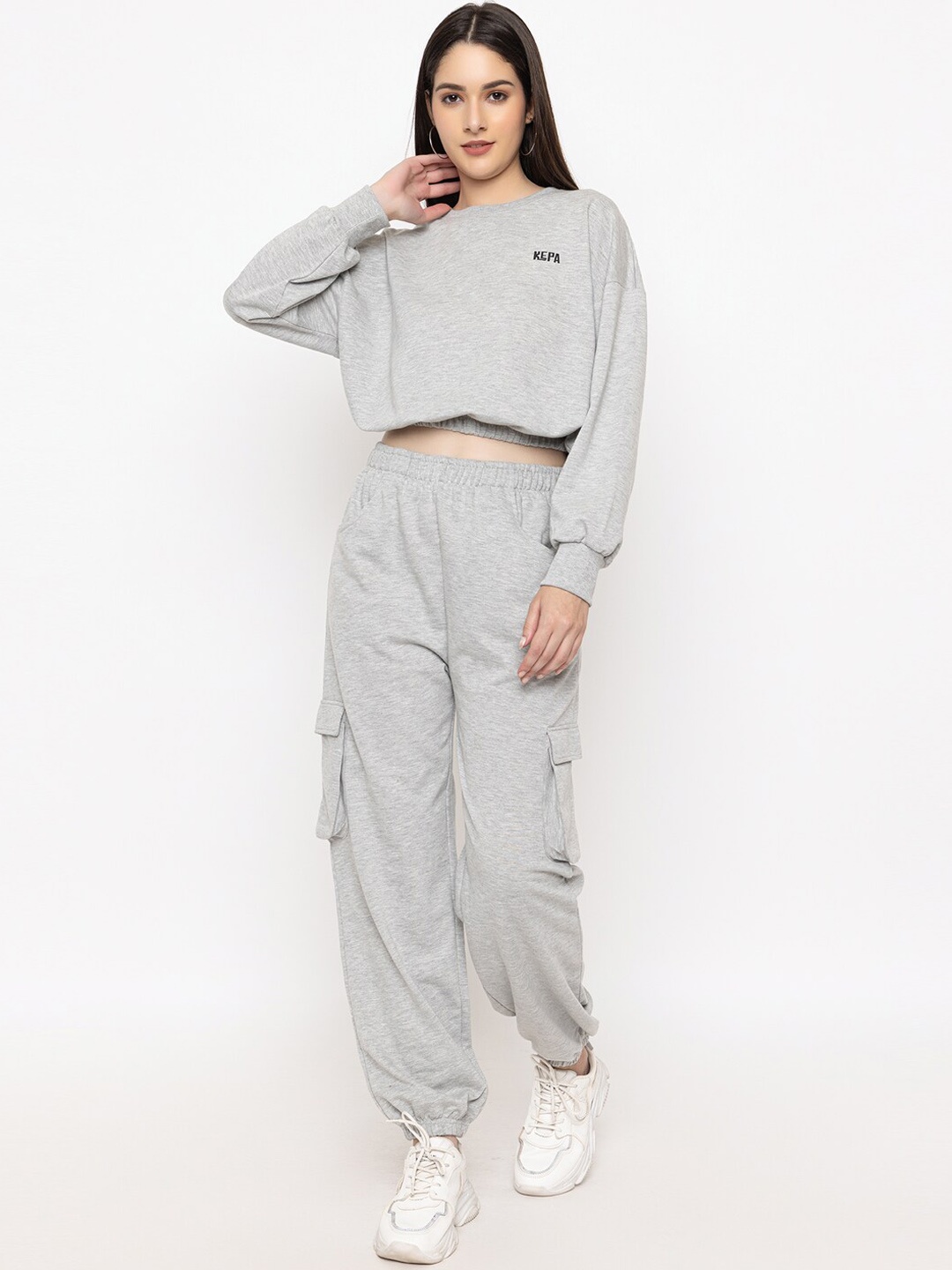 

KEPA Round Neck Sweatshirt With Joggers Sports Tracksuit, Grey