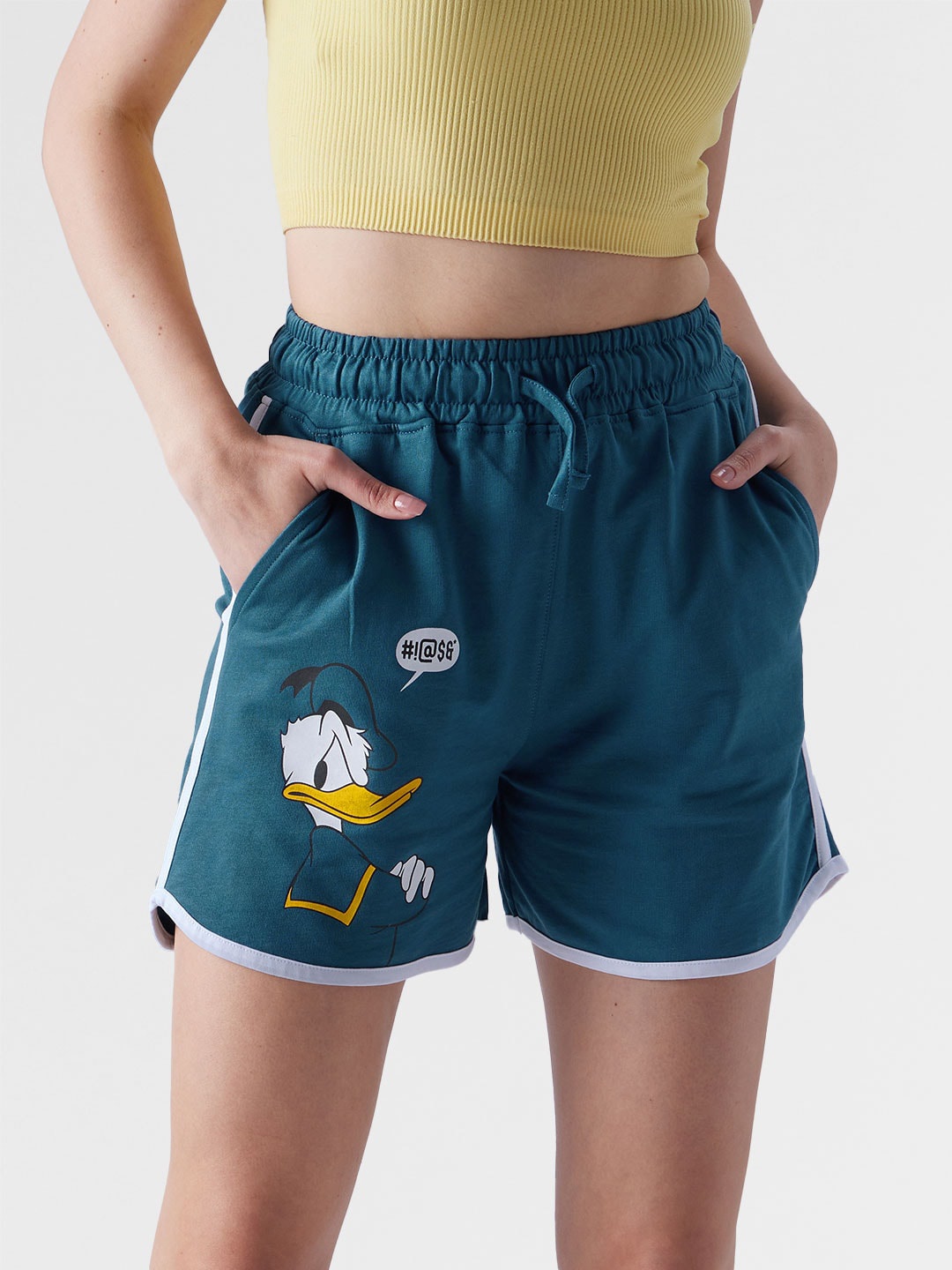 

The Souled Store Women Donald Duck Printed Pure Cotton Shorts, Teal