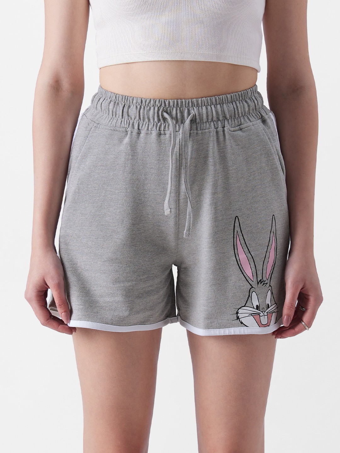 

The Souled Store Women Bugs Bunny Printed Shorts, Grey