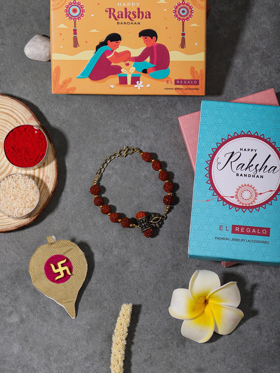 

EL REGALO Men Rudhraksh Rakhi, Brown
