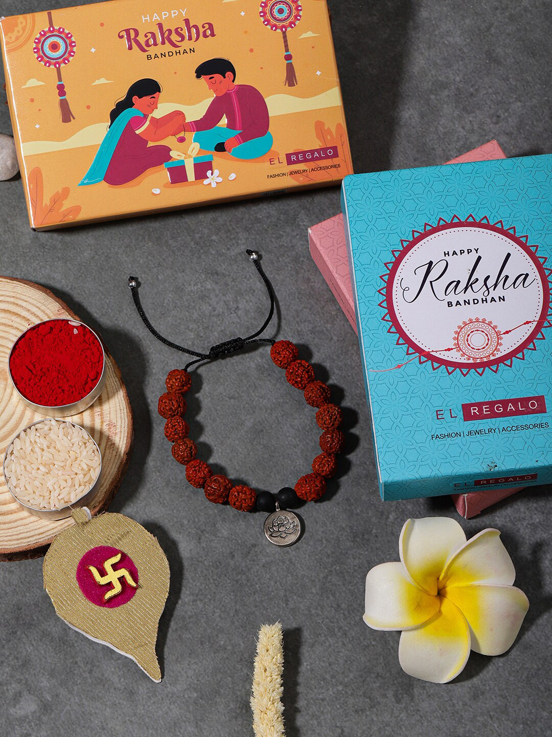 

EL REGALO Men Rudhraksh Beaded Rakhi, Brown
