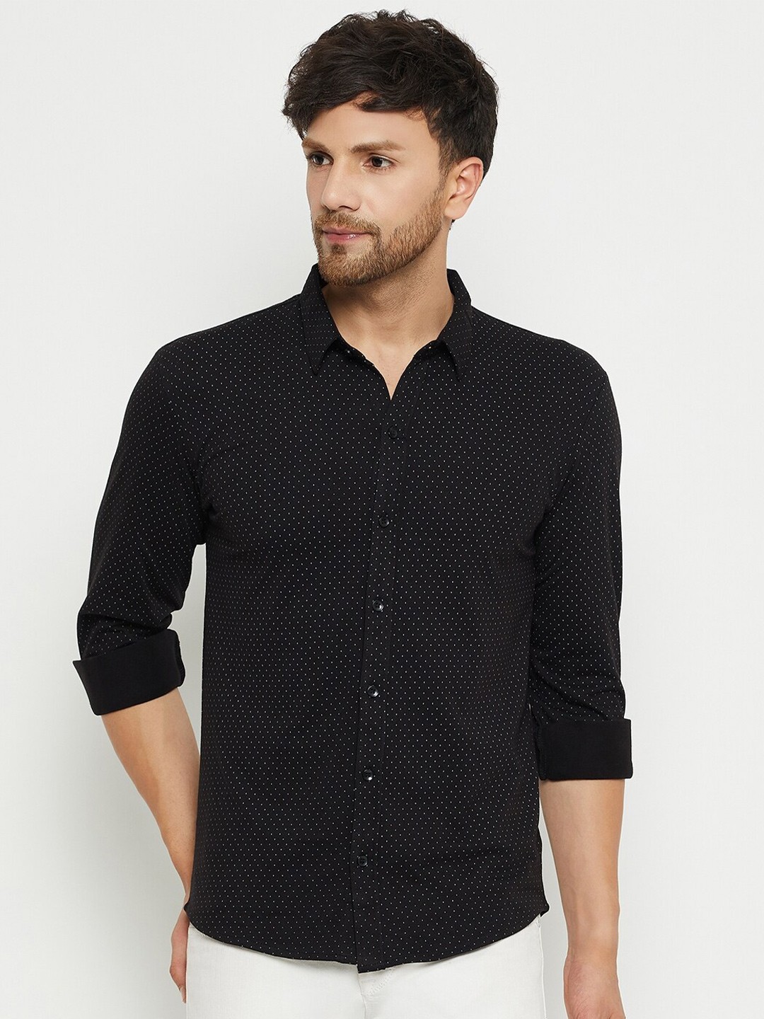 

WILD WEST Men Black Comfort Opaque Printed Casual Shirt