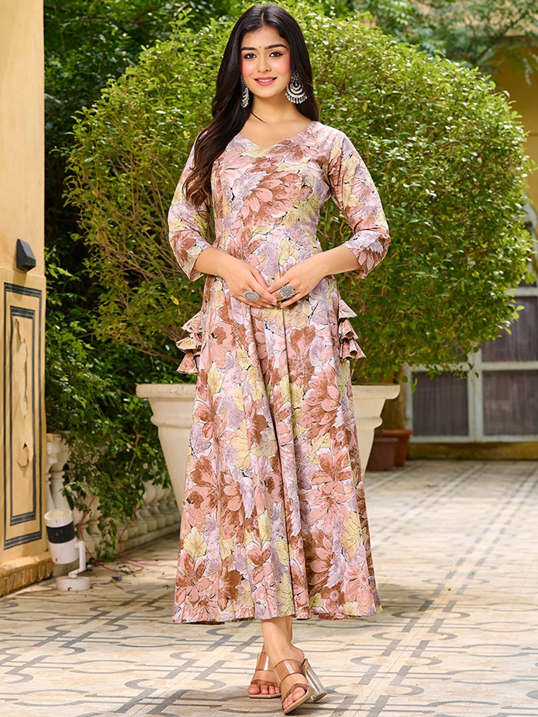 

SHOPGARB Floral Printed Anarkali Kurta, Mauve