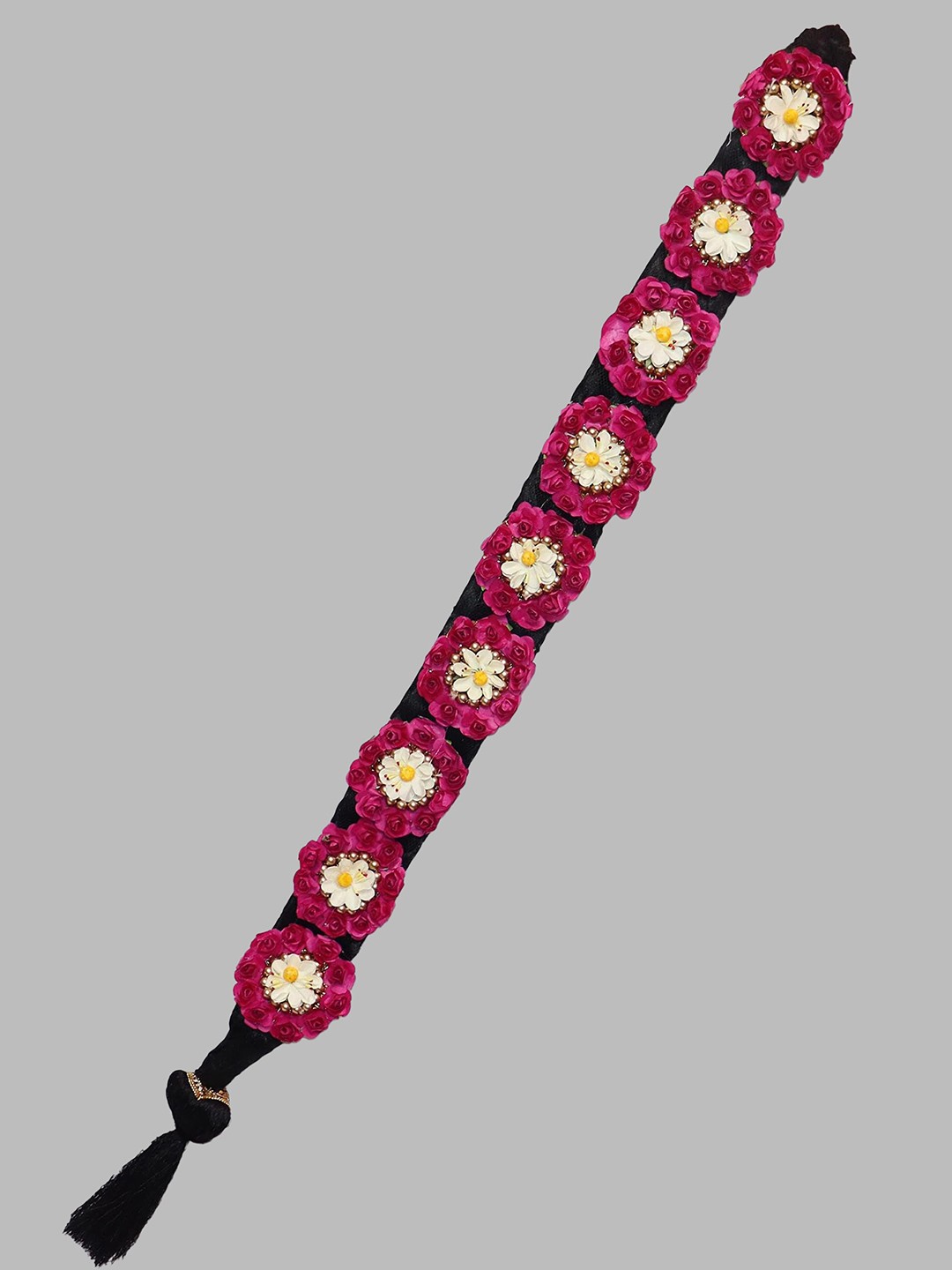 

Krelin Traditional Hair Choti With Floral Jada Set, Pink