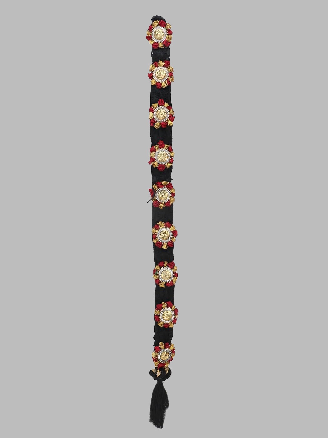 

Krelin Traditional Hair Choti With Floral Jada Set, Red
