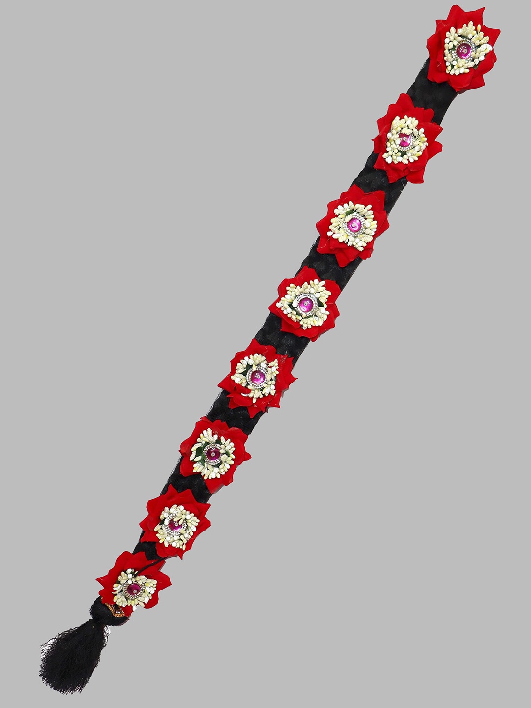 

Krelin Traditional Hair Choti With Flower's Jada Set, Red