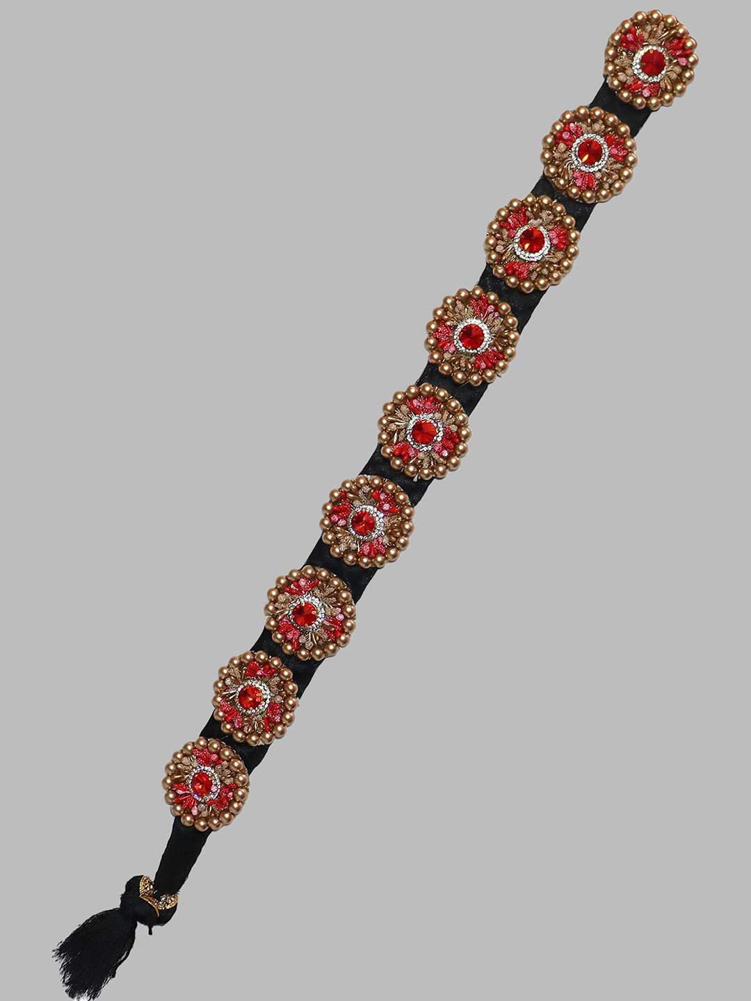 

Krelin Traditional Hair Choti With Floral Jada Set, Gold