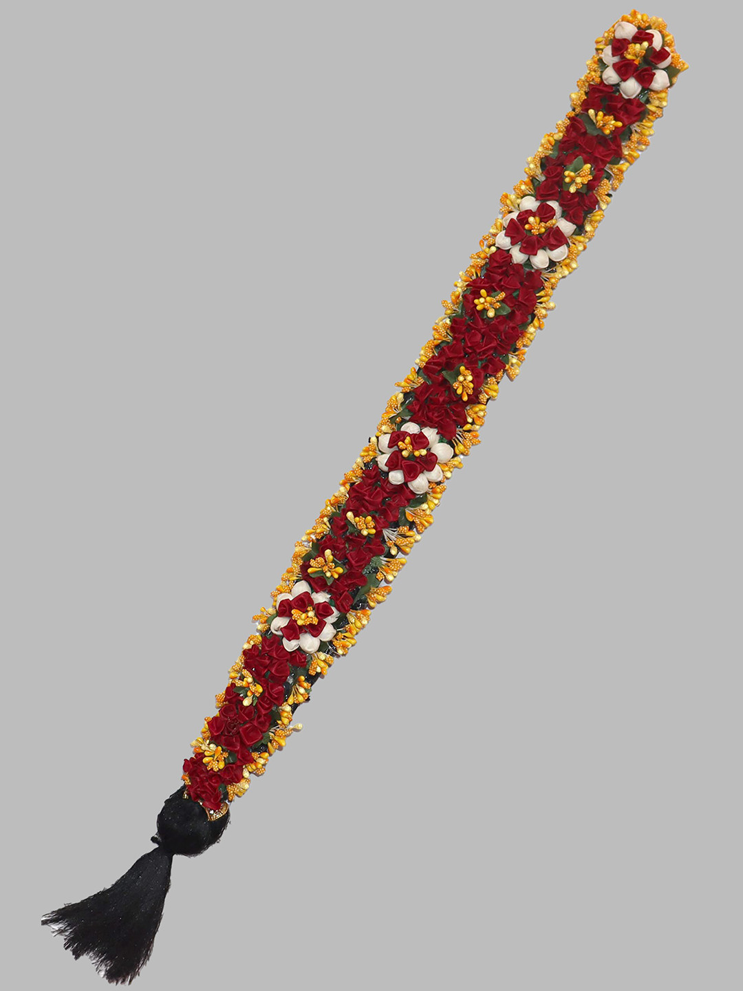 

Krelin Traditional Hair Choti With Floral Jada Set, Red