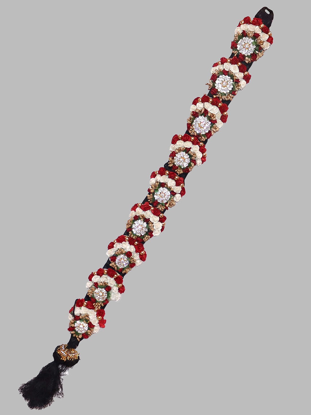 

Krelin Traditional Hair Choti With Flower's Jada Set, Red