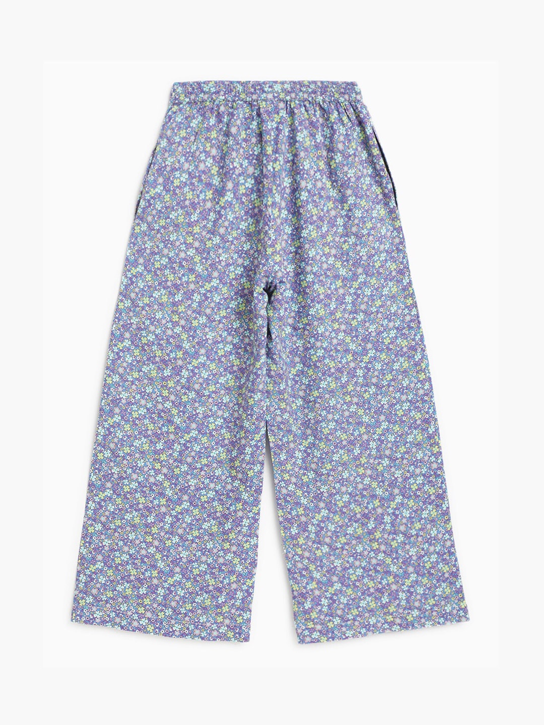 

Campana Girls Floral Printed Cotton Pleated Culottes Trousers, Blue