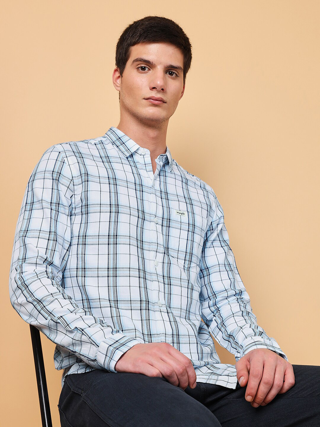 

Wrangler Classic Tartan Checked Cotton Casual Shirt, White