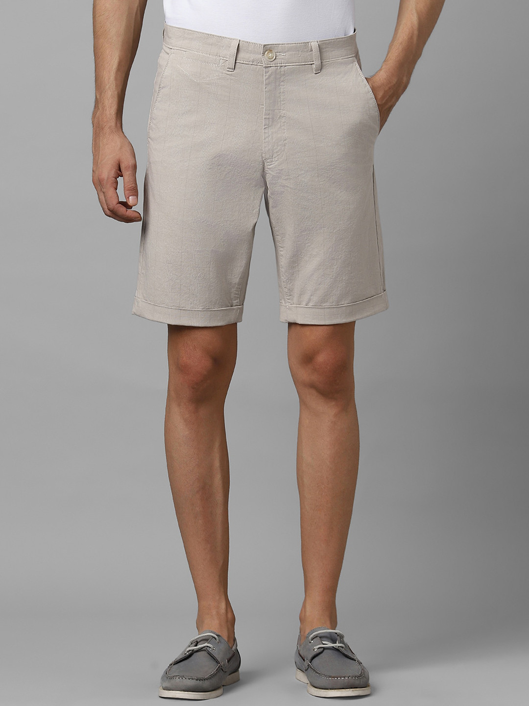 

Allen Solly Men Slim Fit Mid Rise Shorts, Grey