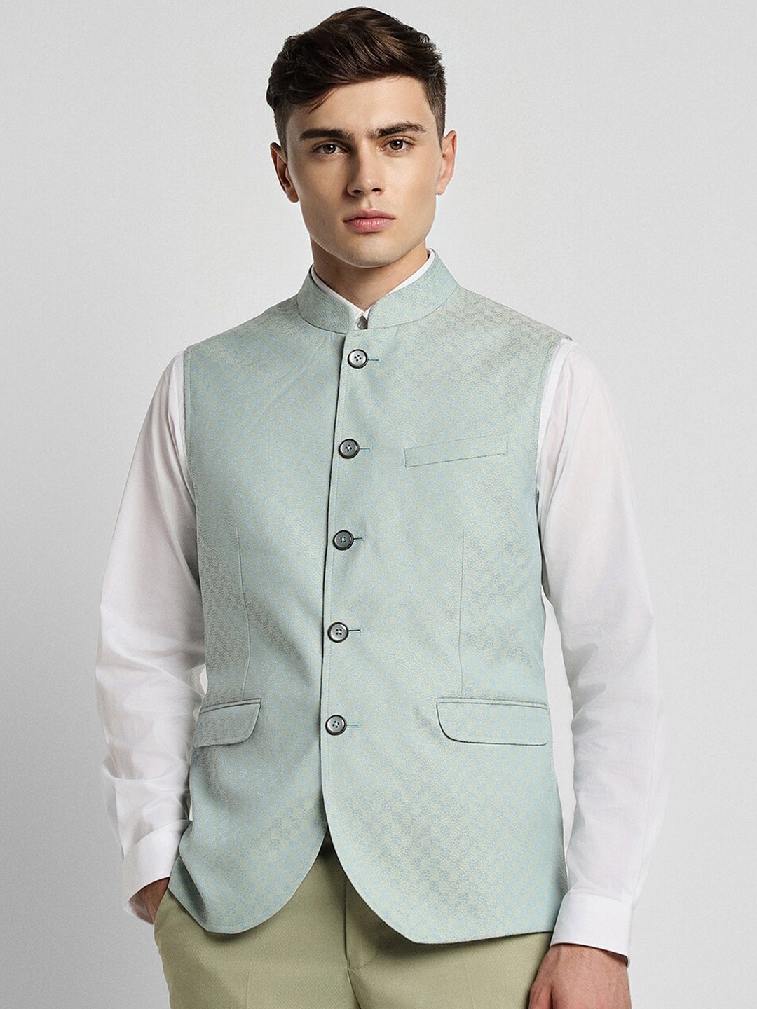 

Peter England Elite Checked Nehru Jackets, Blue