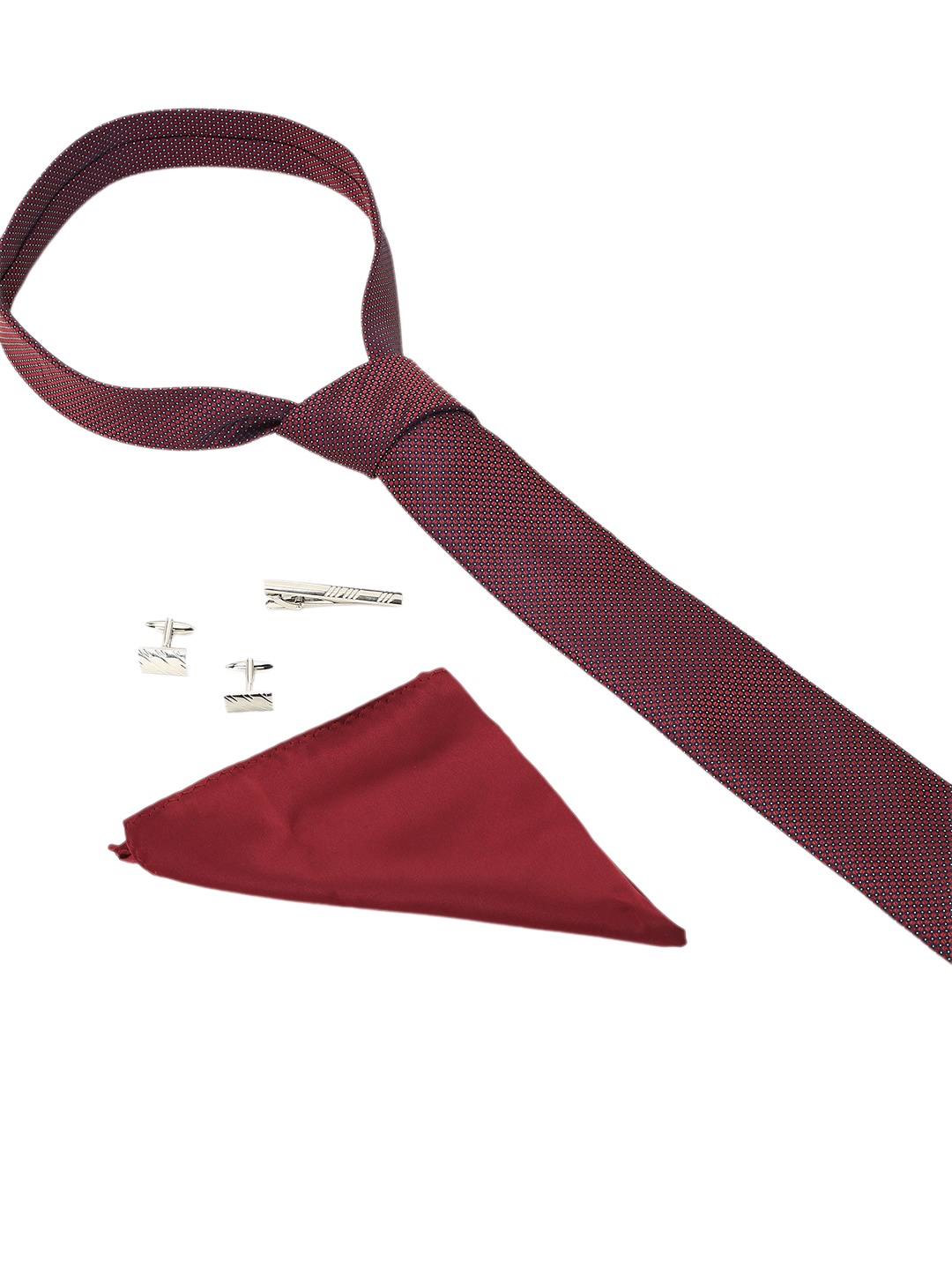 

Van Heusen Men Micro Ditsy Printed Tie Pocket Square Cufflink And Tie Pin, Maroon