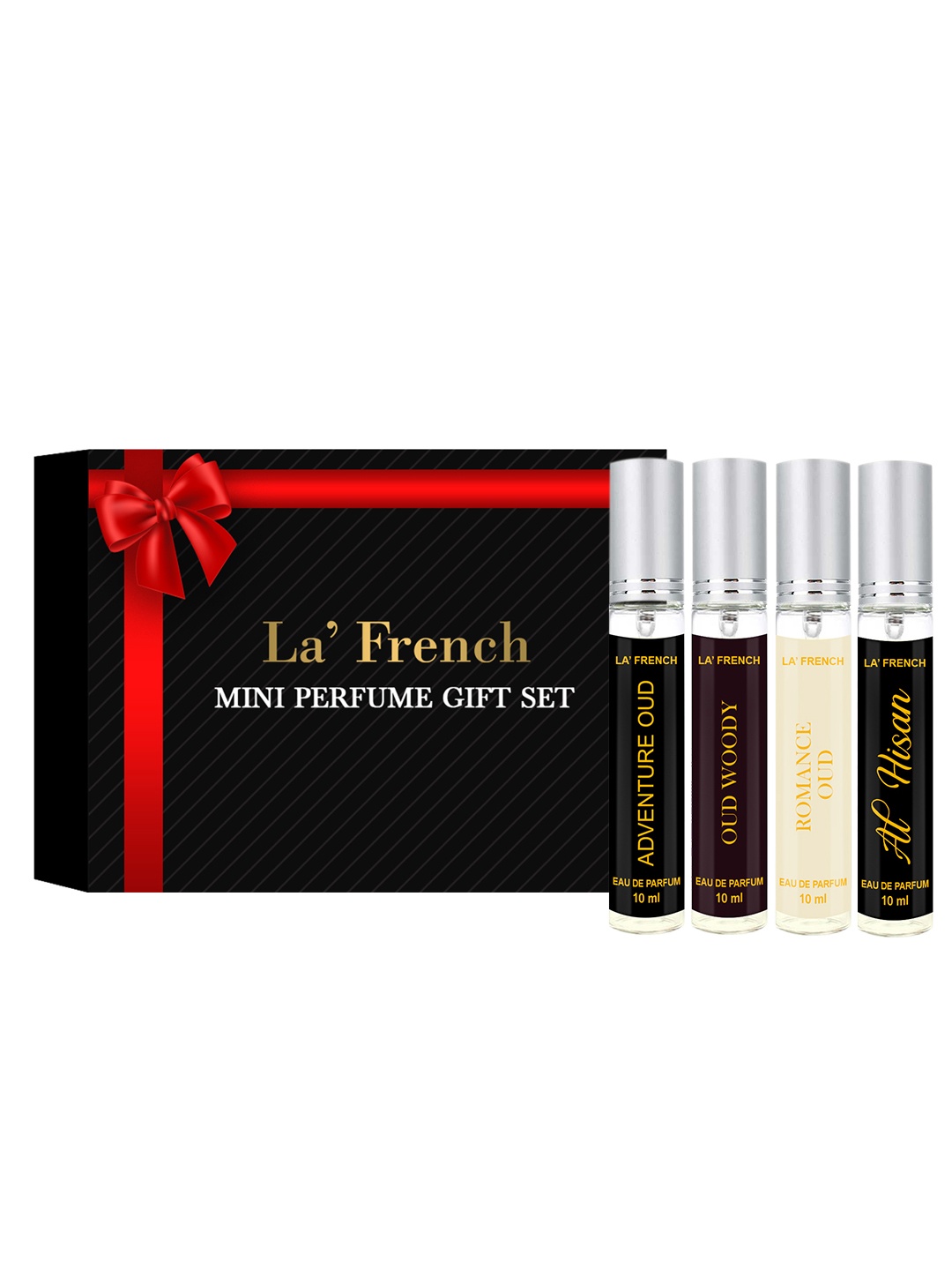 

La French Mini Perfume Gift Set -Adventure Oud, Al Hisan, Oud Woody, Romance Oud-10ml each, Black