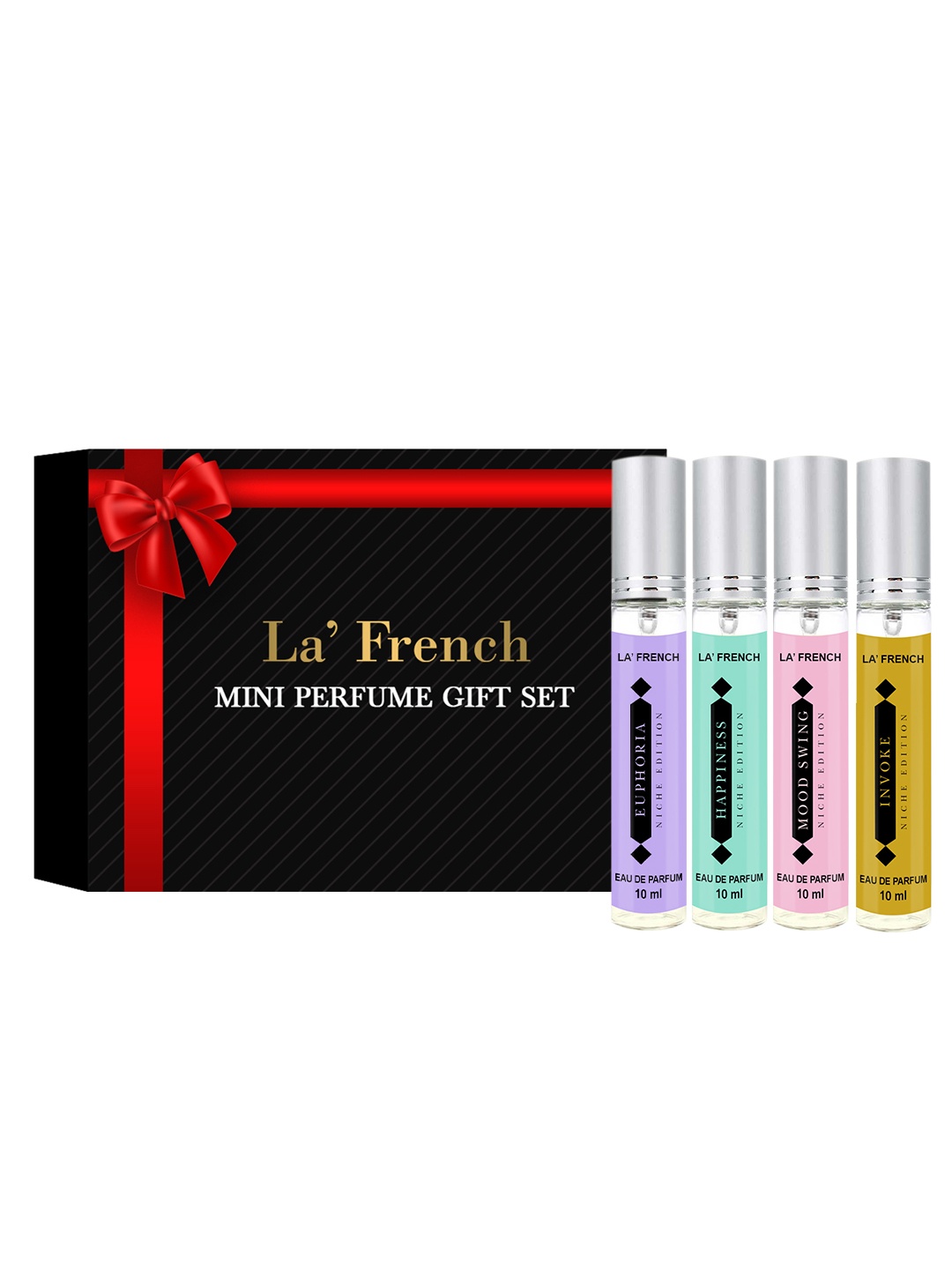 

La French Mini Perfume Gift Set - Euphoria, Invoke, Happiness, Mood Swing - 10ml each, Black