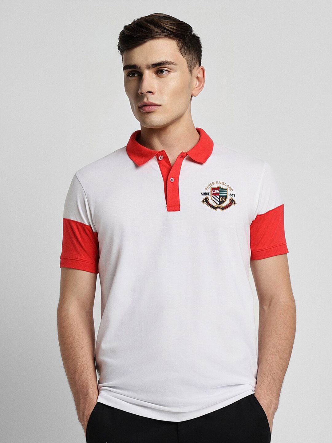 

Peter England Casuals Polo Collar Slim Fit T-shirt, White