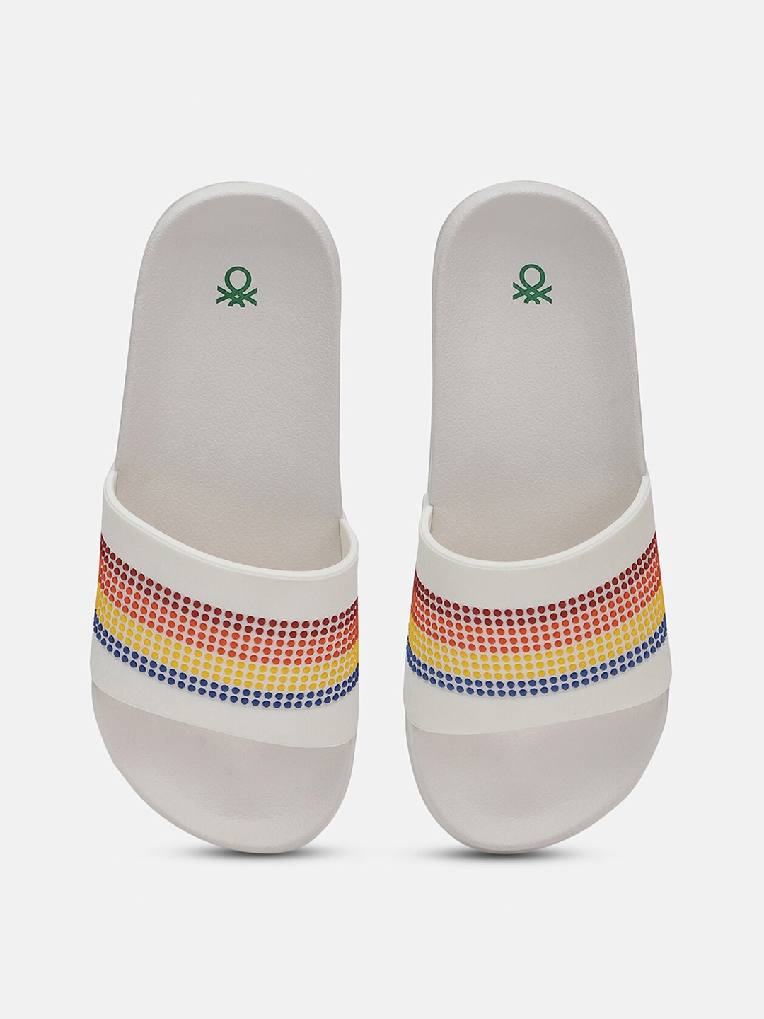 United Colors of Benetton Women Printed Sliders, White