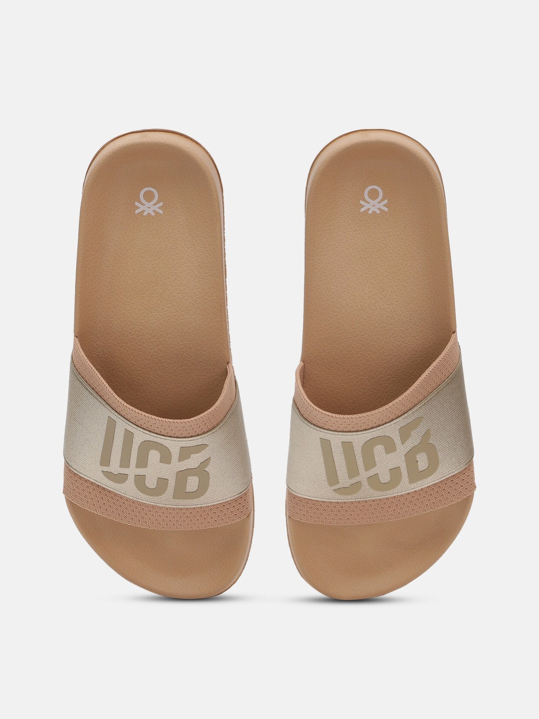 

United Colors of Benetton Women Printed Sliders, Beige