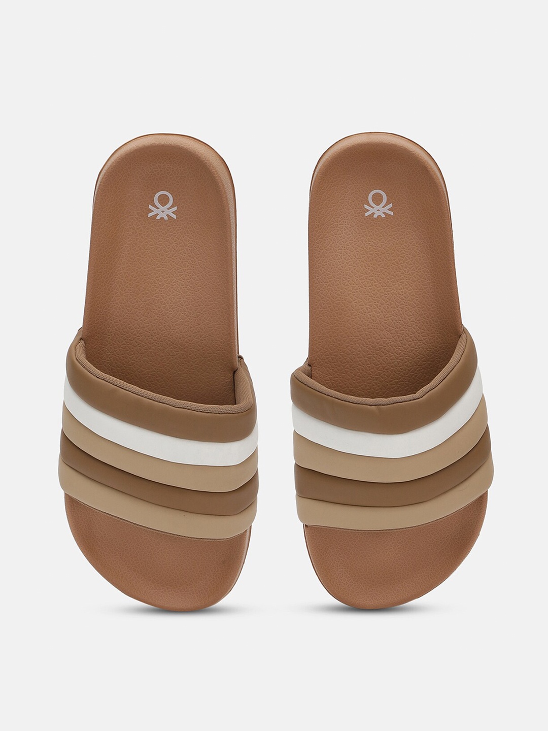 

United Colors of Benetton Women Striped Sliders, Brown