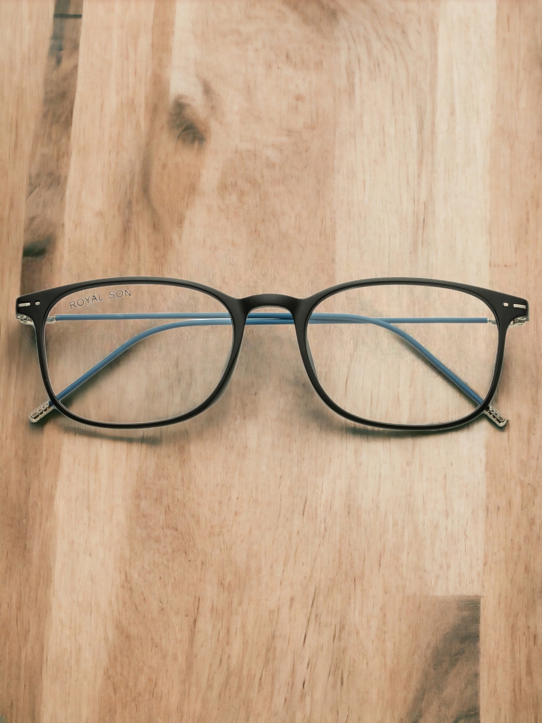 

ROYAL SON Unisex Black Full Rim Rectangle Frames With Hard Case