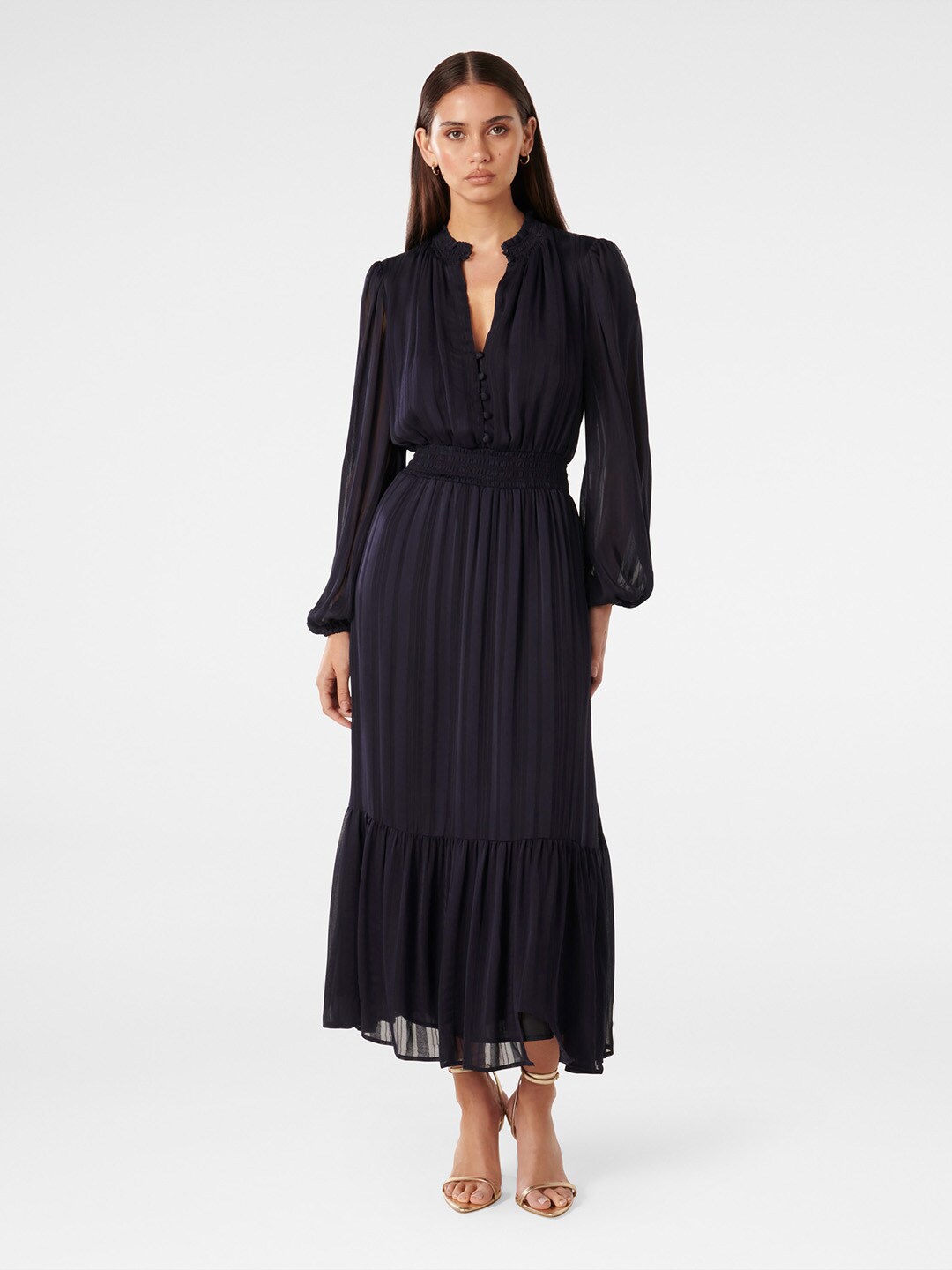 

Forever New V-Neck Fit & Flare Midi Dress, Navy blue