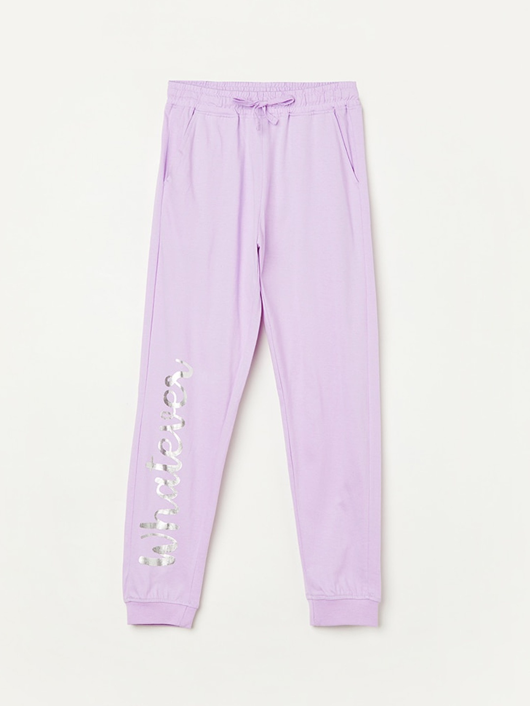 

Fame Forever by Lifestyle Girls Typography Printed Cotton Joggers, Purple