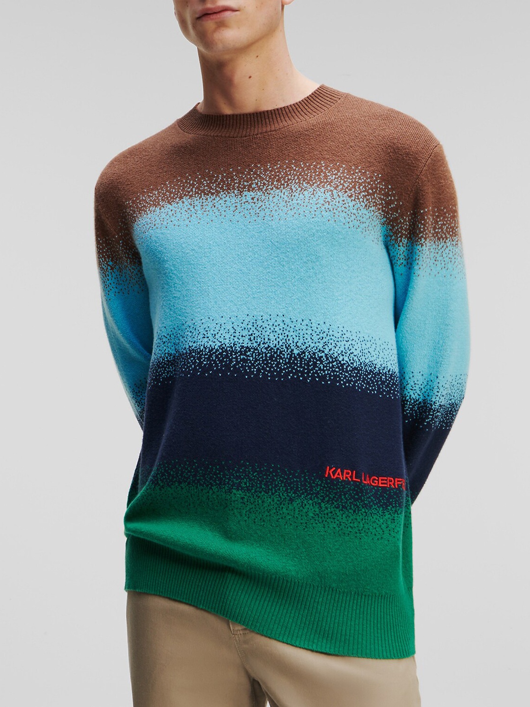 

Karl Lagerfeld Colourblocked Long Sleeves Pullover, Brown