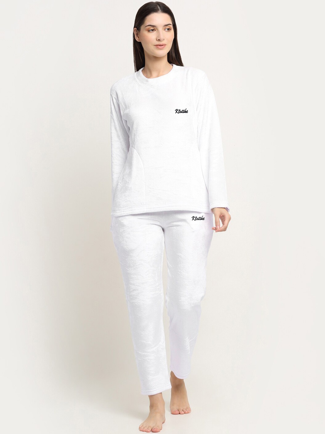 

KLOTTHE Round Neck Night Suit, White