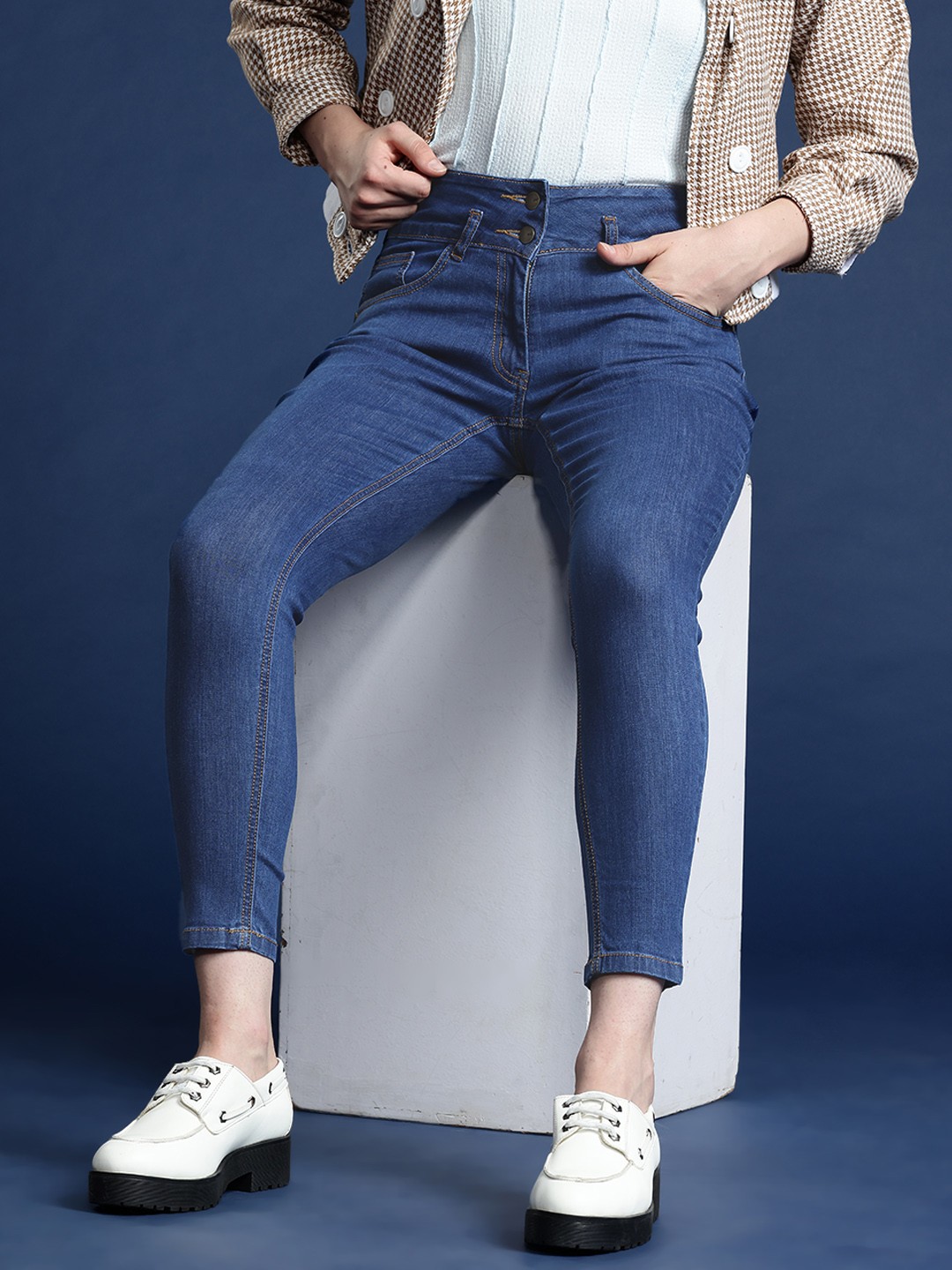 

Mast & Harbour Women Skinny Stretchable Jeans, Blue