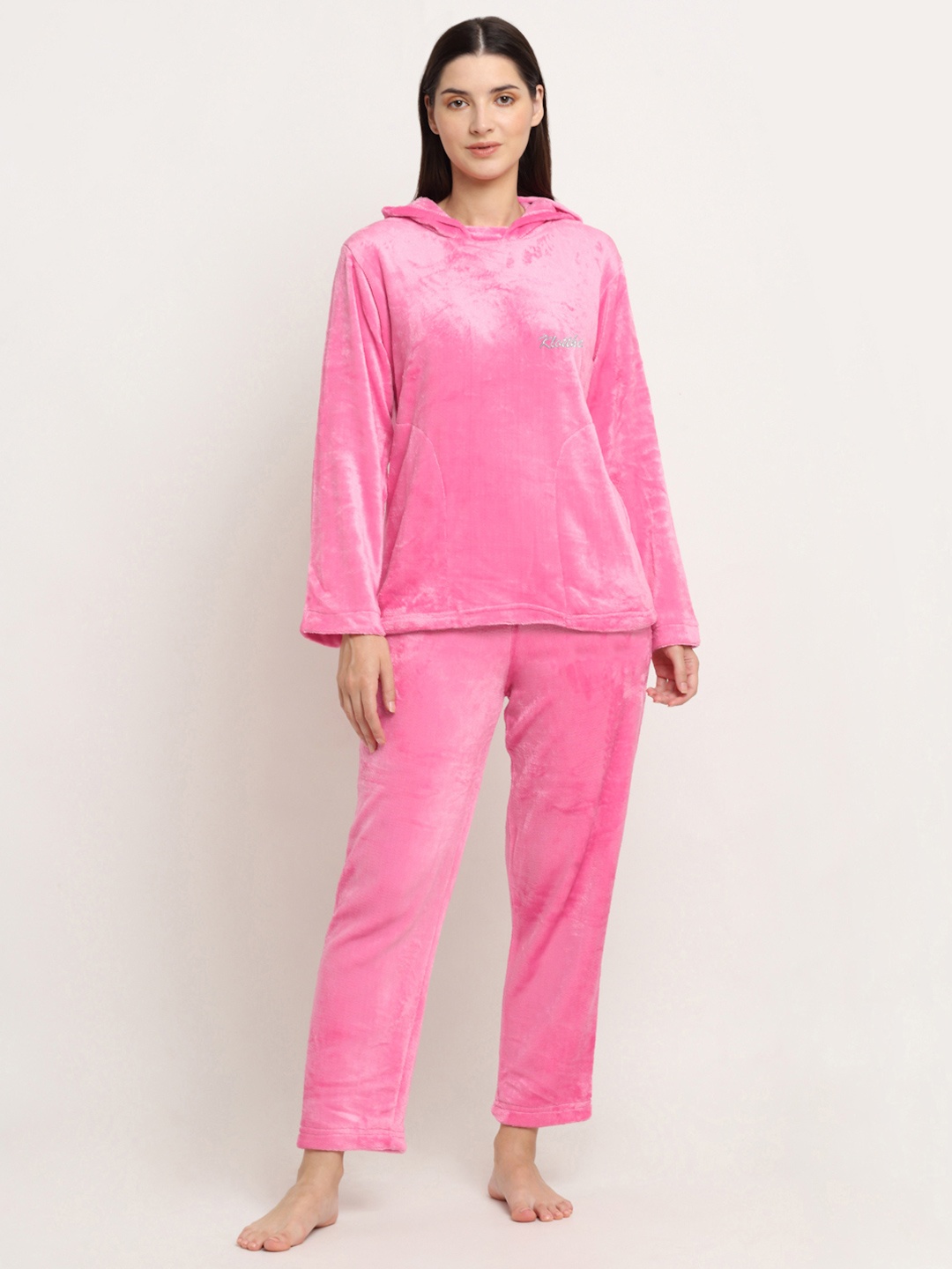 

KLOTTHE Hooded Woolen Night Suit, Pink