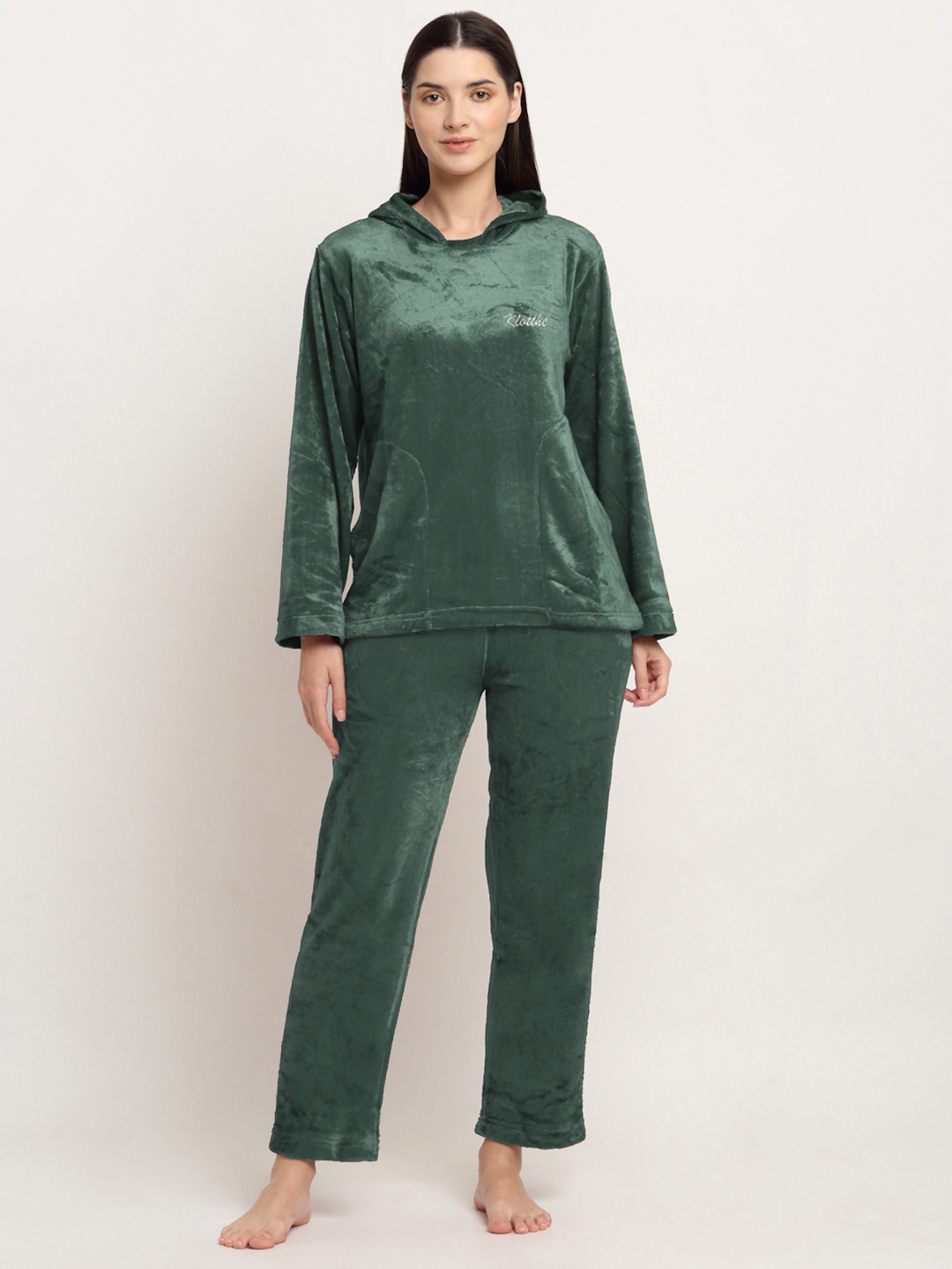

KLOTTHE Hooded Woollen Top With Trousers, Green