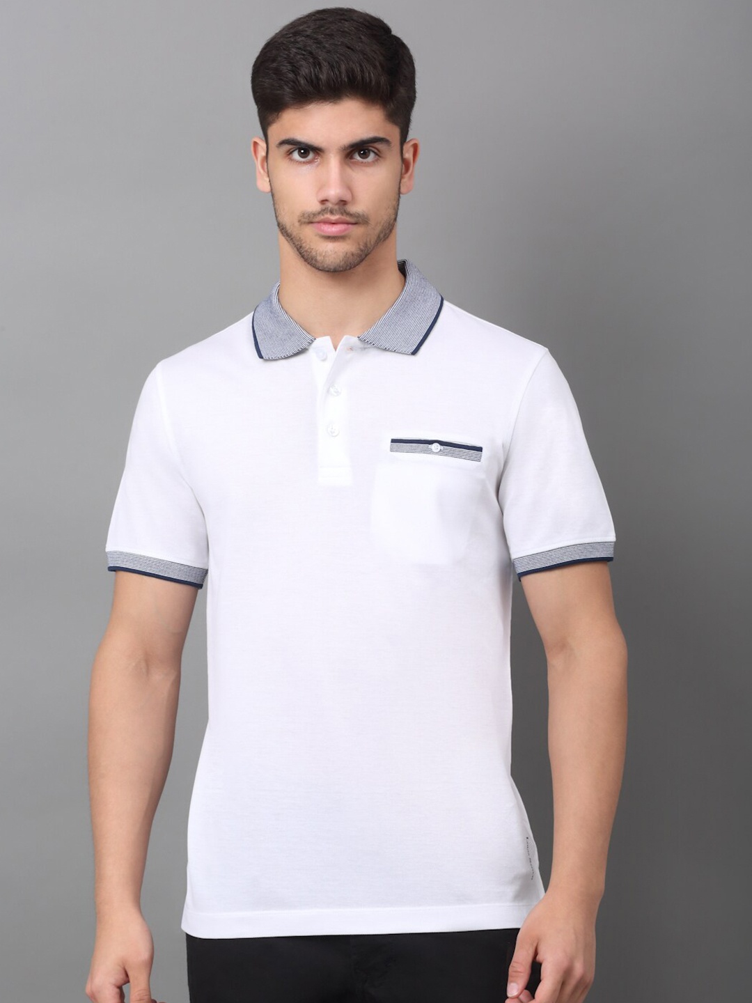 

LOUIS STITCH Stretchex Polo Collar Slim Fit Cotton T-Shirt, White