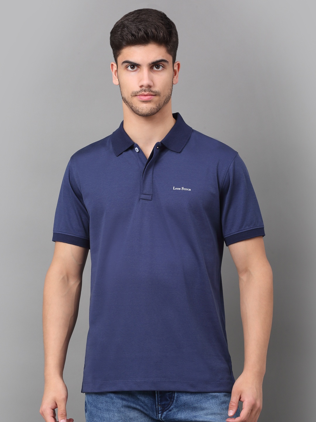 

LOUIS STITCH Polo Collar Stretchex Slim Fit T-shirt, Blue