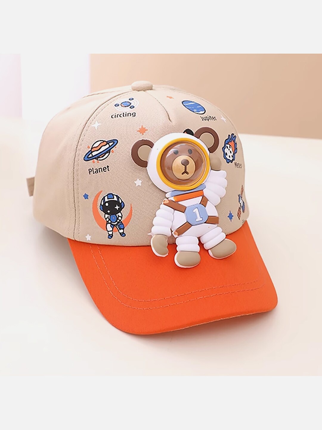 

Little Surprise Box LLP Kids Printed Cotton Canvas Baseball Cap, Orange