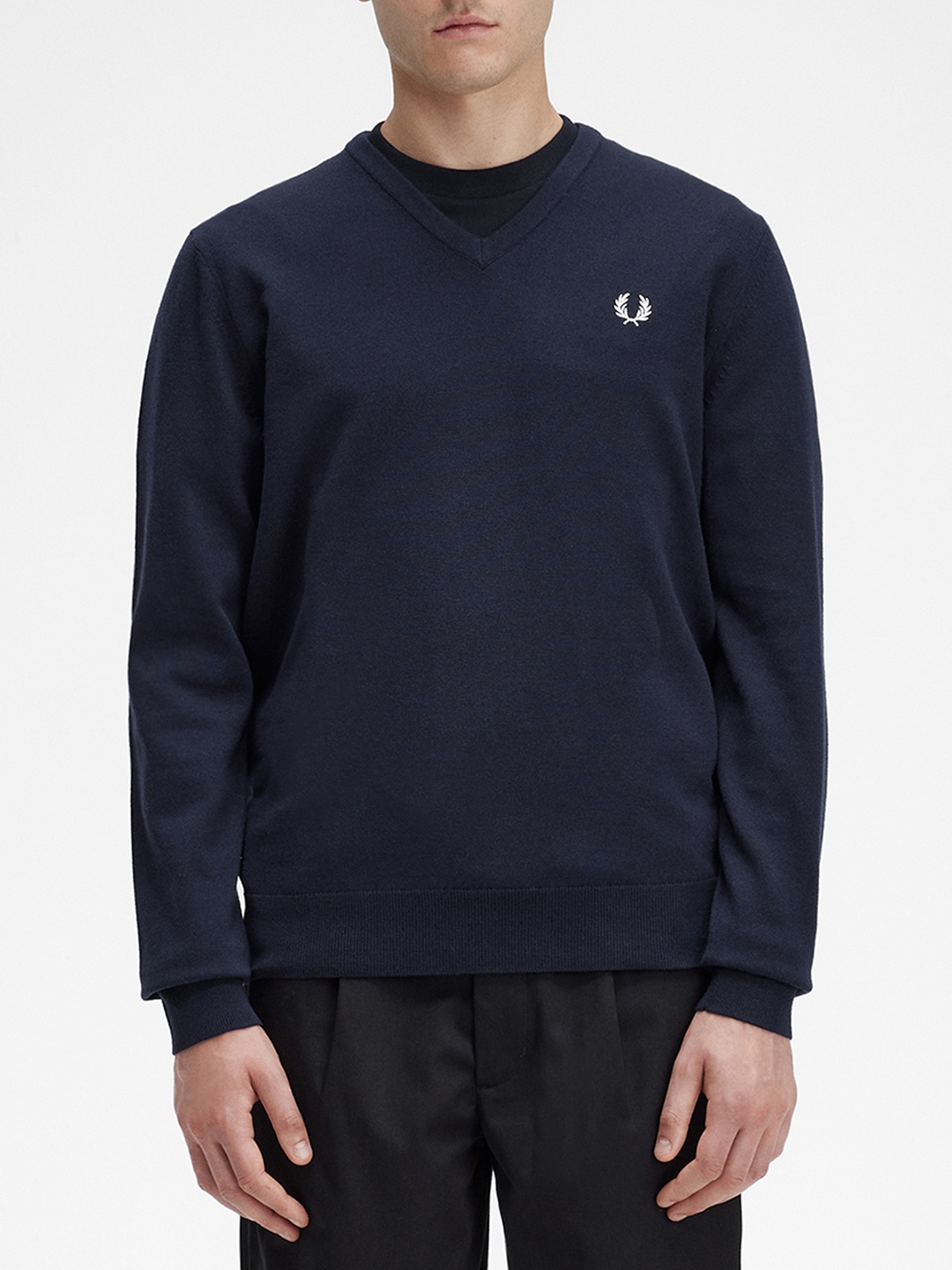

Fred Perry Round Neck Woollen & Cotton Pullover Sweater, Navy blue