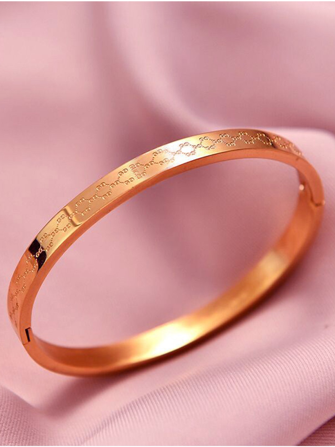 

MYKI Unisex Rose Gold-Plated Stainless Steel Kada Bracelet
