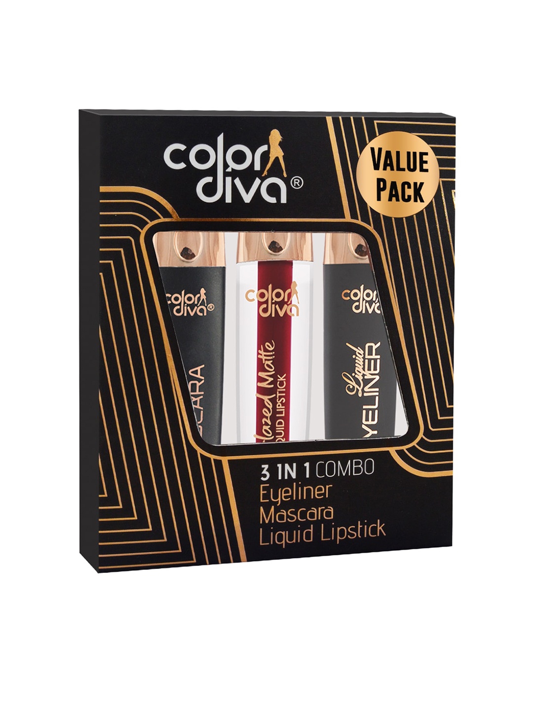 

Adbeni Pack Of 3 Pcs Eyeliner & Mascara With Lipstick -Holly Berry 156- 5.5ml, Purple