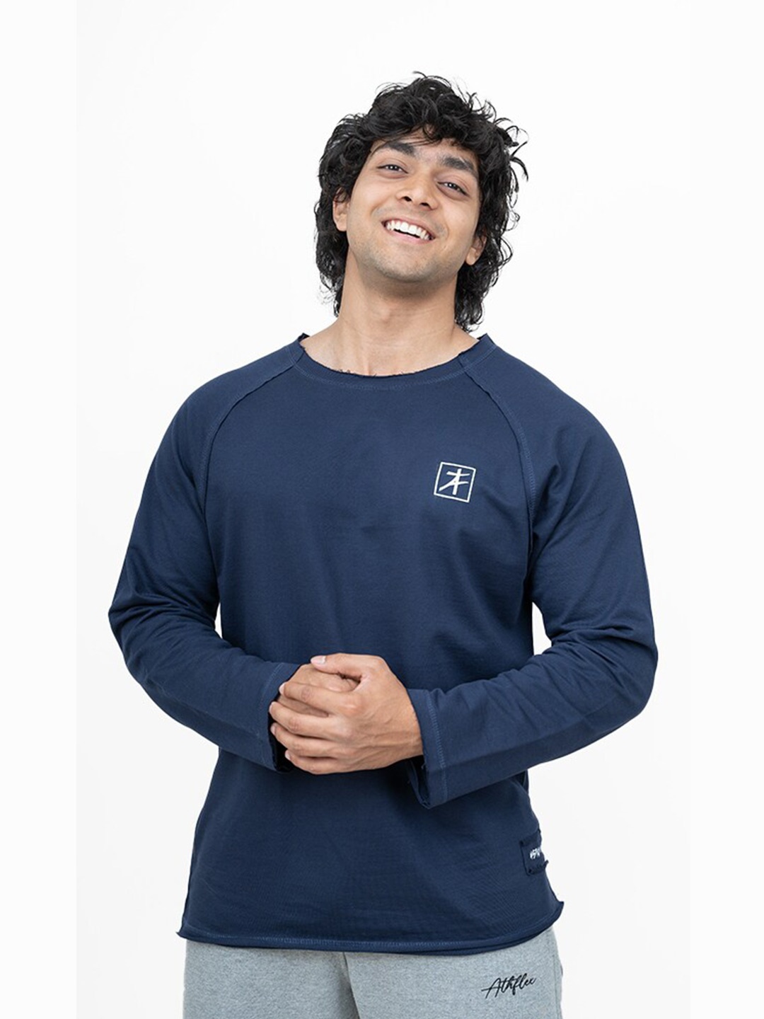 

Athflex Round Neck Raglan Sleeves Oversized T-shirt, Navy blue