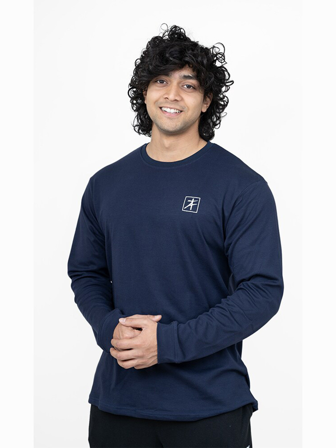 

Athflex Round Neck Long Sleeves Oversized T-shirt, Navy blue