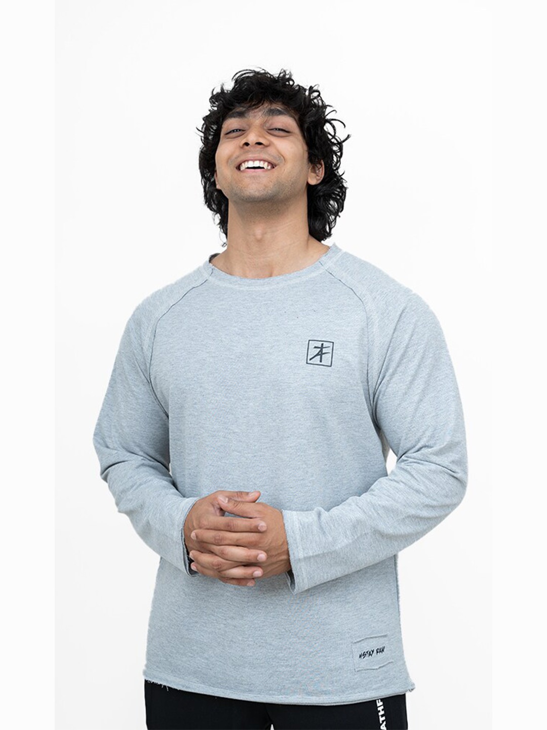 

Athflex Round Neck Raglan Sleeves Oversized T-shirt, Grey