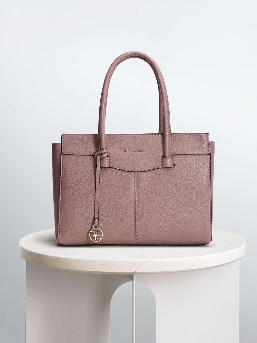 

U.S. Polo Assn. Women Oversized Structured Handheld Bag, Beige