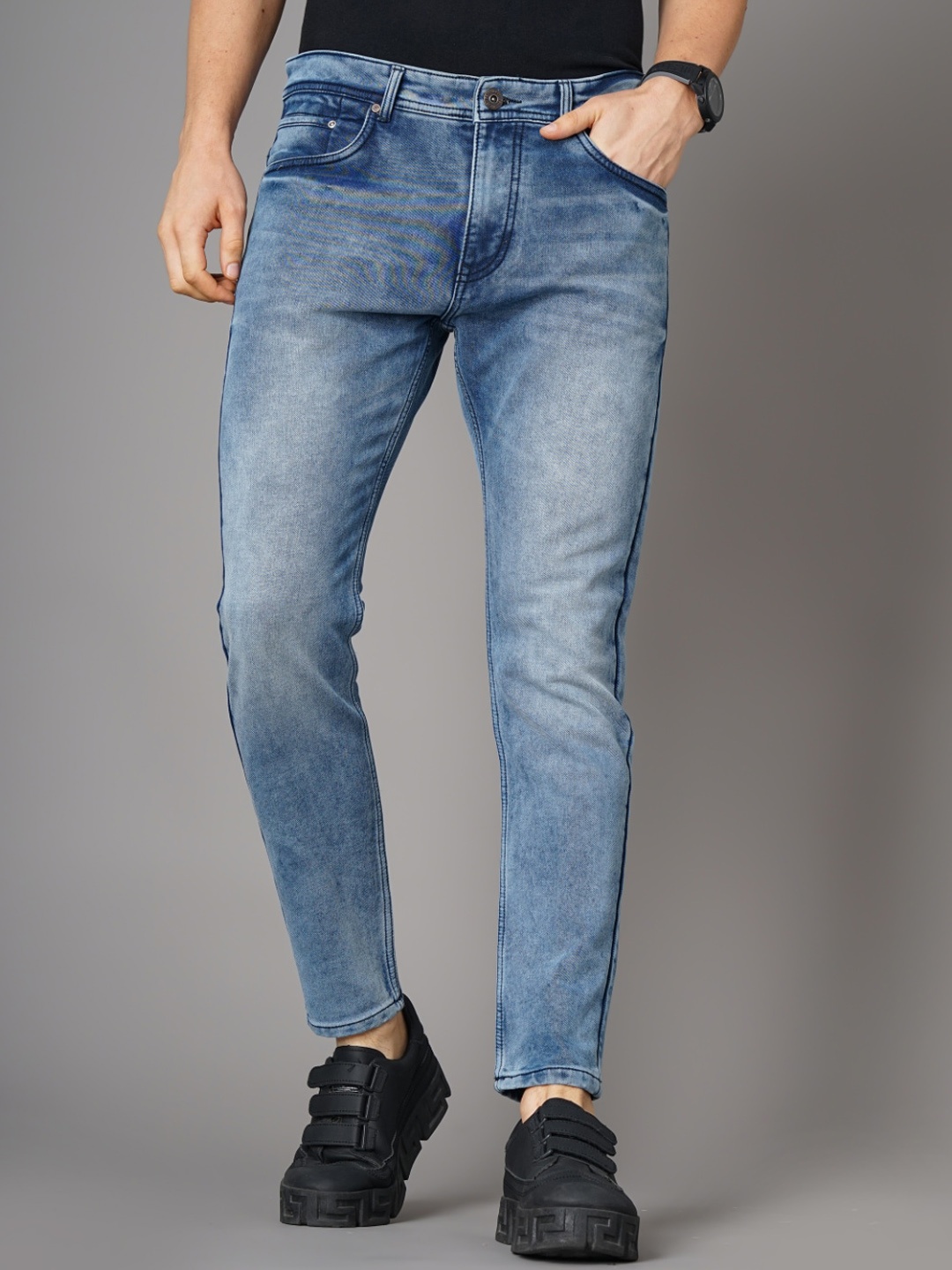 

PAUL STREET Men Tapered Fit Heavy Fade Clean Look Stretchable Jeans, Blue