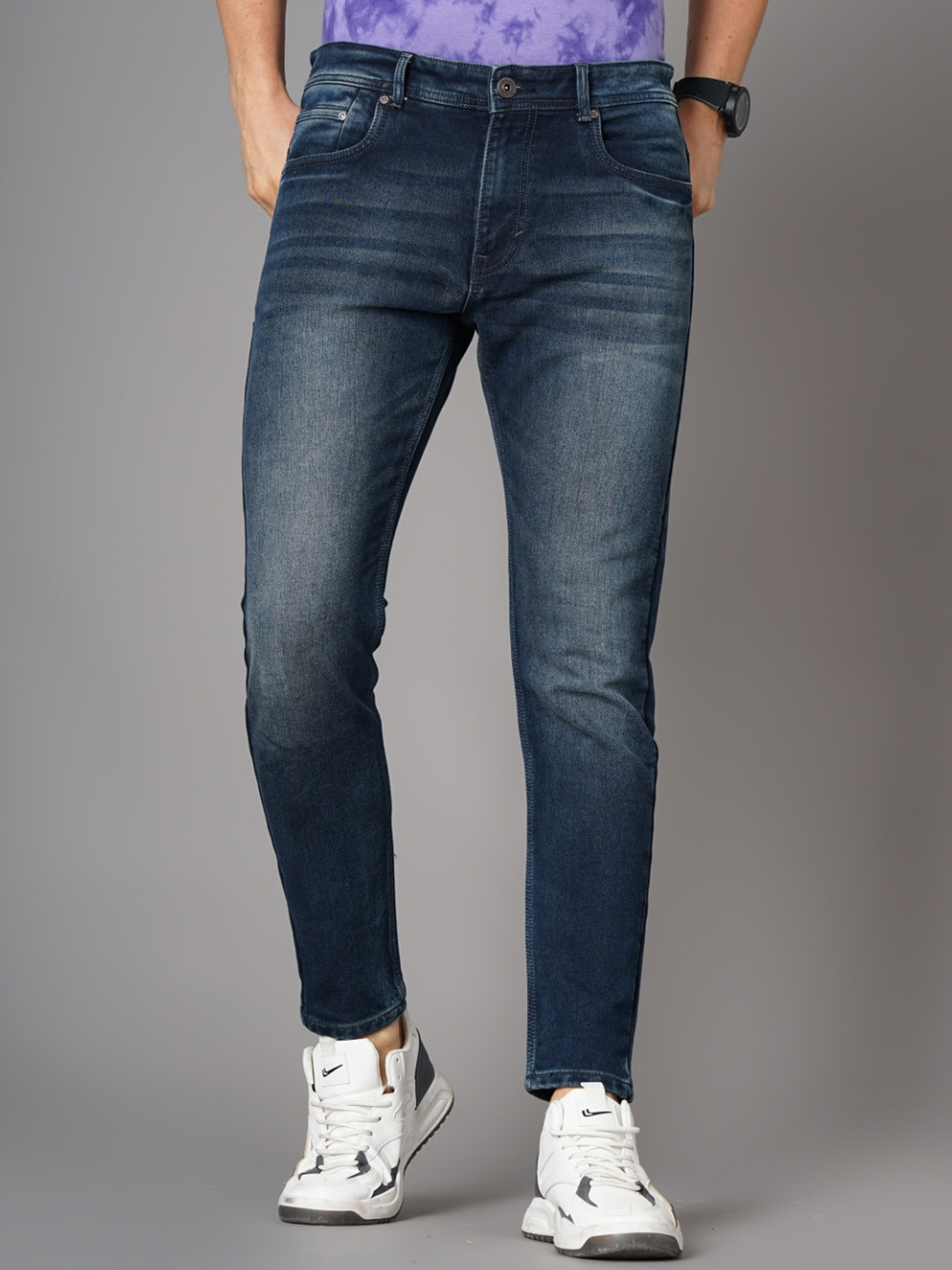 

PAUL STREET Men Tapered Fit Clean Look Light Fade Stretchable Jeans, Blue