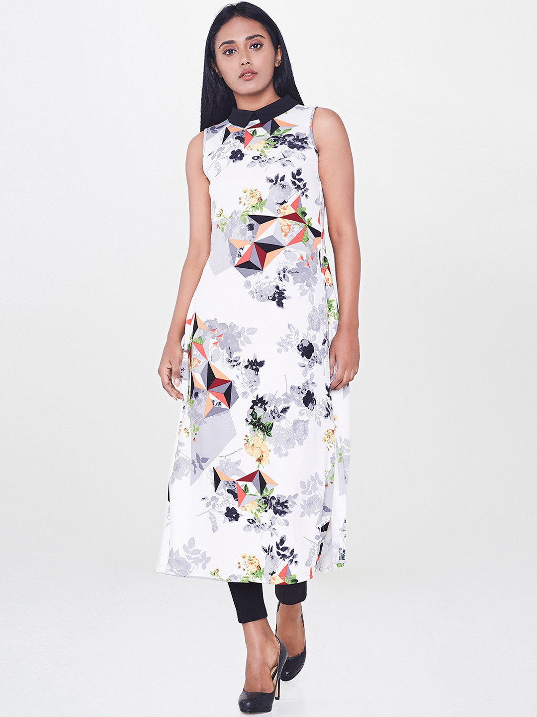 

AND White Printed Tunic