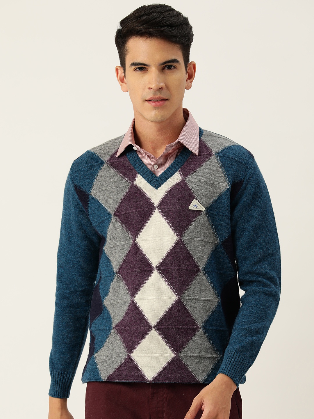 

Monte Carlo Men Checked Pullover, Teal