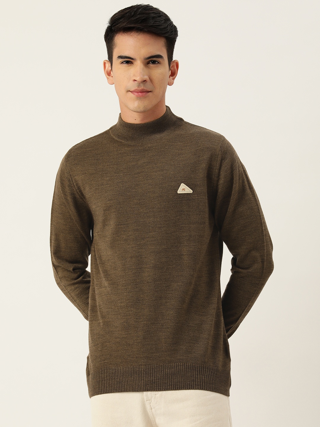 

Monte Carlo Men Solid High Neck Pullover, Brown