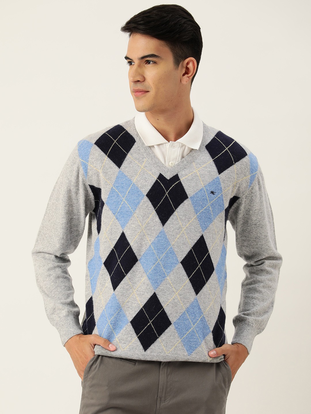 

Monte Carlo Men Self Design Woollen Pullover, Grey melange