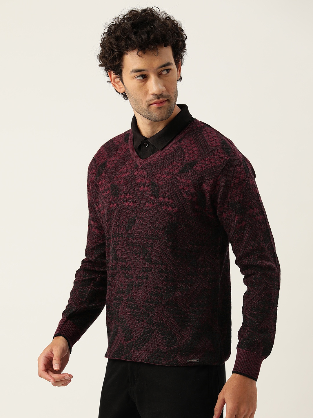 

Monte Carlo Self Designed Woollen Pullover, Maroon