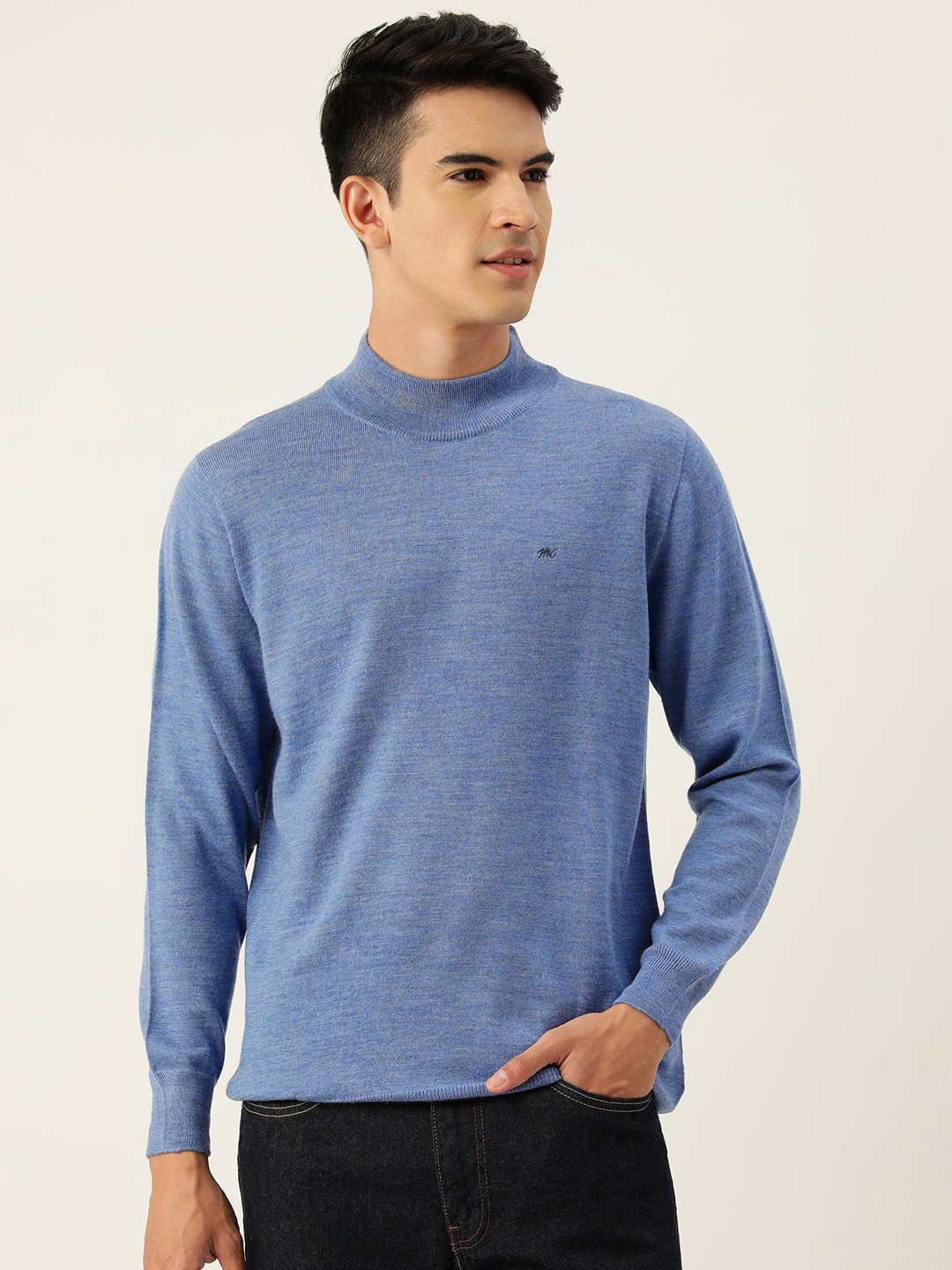 

Monte Carlo High Neck Woollen Pullover, Blue